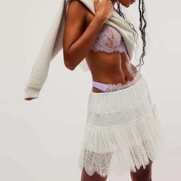 Sexy Lace Mini Skirts for Women Y2k Mid-Rise Pleated Skirts Summer Casual Short Skirts Party Club We...