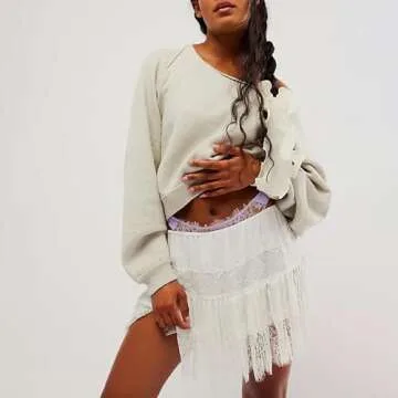 Sexy Lace Mini Skirts for Women Y2k Mid-Rise Pleated Skirts Summer Casual Short Skirts Party Club Wear (A White, S)