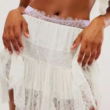 Sexy Lace Mini Skirts for Women Y2k Mid-Rise Pleated Skirts Summer Casual Short Skirts Party Club Wear (A White, S)