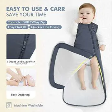 HAPIU Unisex Rayon Made from Bamboo Baby Sleep Sack TOG 1.0, 2-Way Zipper YKK, Wearable Blanket Baby, 0-6 Months,Charcoal
