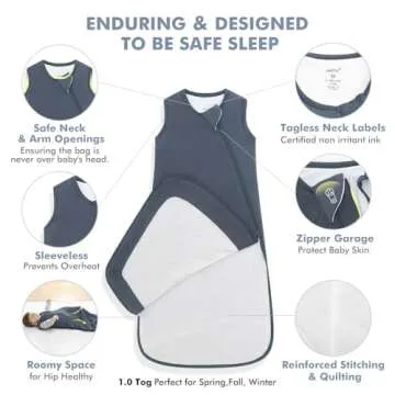 HAPIU Unisex Rayon Made from Bamboo Baby Sleep Sack TOG 1.0, 2-Way Zipper YKK, Wearable Blanket Baby, 0-6 Months,Charcoal