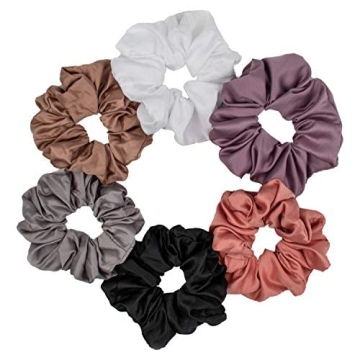 6 Pack Soft Satin Scrunchies for All Hair Types