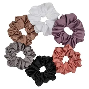 6 Pack Soft Satin Scrunchies for All Hair Types