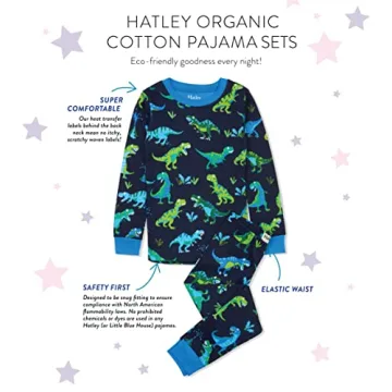 Hatley Organic Cotton Pajamas for Boys - Sharptooth Rex 6Y
