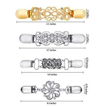 4 Pieces Vintage Sweater Shawl Clips Retro Cardigan Collar Dress Shirt Brooch Clips for Women Wearing, 4 Styles(Stylish Style)