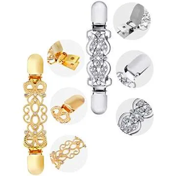 4 Pieces Vintage Sweater Shawl Clips Retro Cardigan Collar Dress Shirt Brooch Clips for Women Wearing, 4 Styles(Stylish Style)