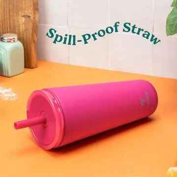 REDUCE Halo 32 oz Stainless Steel Vacuum Insulated Tumbler - Spill Proof Travel Mug with Flip Handle Lid - Keeps Drinks Cold for 32 Hrs - Dishwasher Safe - Cupholder Friendly - Sea Glass