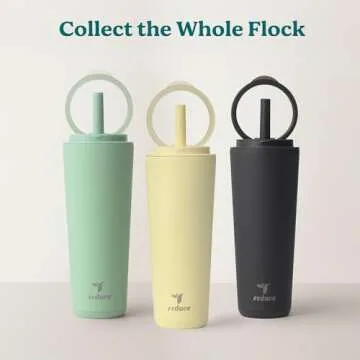 REDUCE Halo 32 oz Stainless Steel Vacuum Insulated Tumbler - Spill Proof Travel Mug with Flip Handle Lid - Keeps Drinks Cold for 32 Hrs - Dishwasher Safe - Cupholder Friendly - Sea Glass