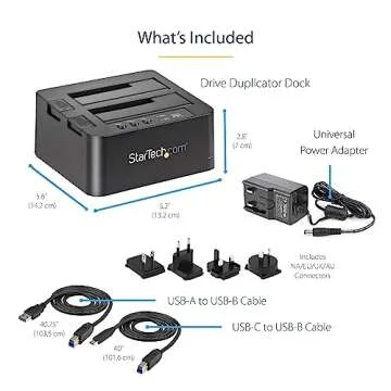 StarTech.com Standalone Hard Drive Duplicator, External Dual Bay HDD/SSD Cloner/Copier, USB to SATA III Docking Station