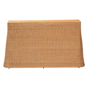 Bali & Pari Palm Scallop Rattan Console Table Honey