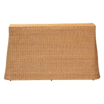 Bali & Pari Palm Scallop Rattan Console Table Honey