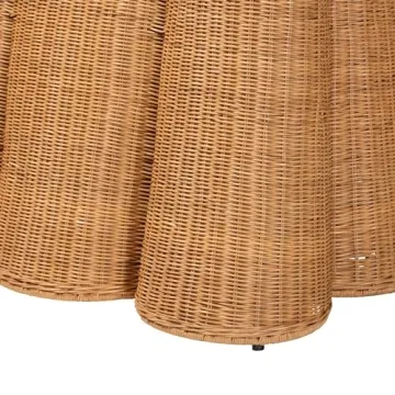 Bali & Pari Palm Scallop Rattan Console Table Honey