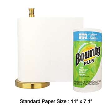 Akicon Paper Towel Holder Stand for Kitchen Countertop & Dining Room Table (Brushed Gold Brass Paper Towel Holder Stand, Modern)