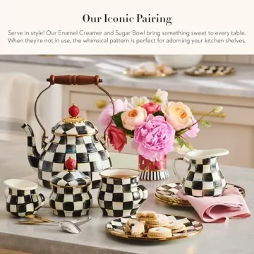Elegant MacKenzie-Childs Enamel Cream & Sugar Set