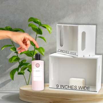 Hampton Art Good Wood Wood Crate, White, 2 pc, Finished Wood, 9"/7" - Decorative Nesting Small Woode...