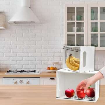 Hampton Art Good Wood Wood Crate, White, 2 pc, Finished Wood, 9"/7" - Decorative Nesting Small Wooden Crates for Storage, Display Wooden Crate, Decor, Boxes, Stackable Basket for Decoration