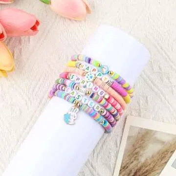 7Pcs Vibrant Easter Bunny Bracelets for All Ages