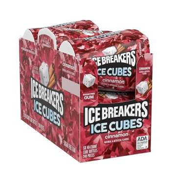 ICE BREAKERS Ice Cubes Cinnamon Sugar Free Chewing Gum Bottles - 6 Pack - 3.24 oz