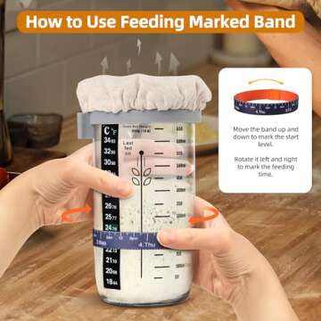 Mee 2ou Sourdough Starter Jar 24oz, Sourdough Starter Kit with Date Marked Feeding Band, Thermometer...