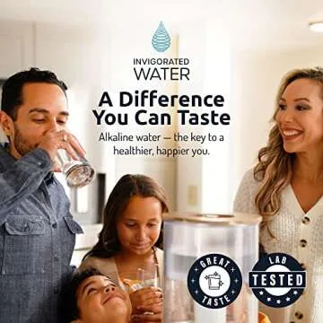 Invigorated Water pH Recharge Glass Alkaline Water Filter - Countertop Purifier - Large Alkaline Water Pitcher + PH001 3-Pack Alkaline Water Filter Bundle