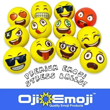 Oji-Moji Party Pack 12 Emoji Stress Balls, Stocking Stuffers for Kids,, Stress Relief, Fidget Kids Toys, Therapy Squeeze, Special Need, Anxiety, Motivation, ADHD, Autism, Team Building