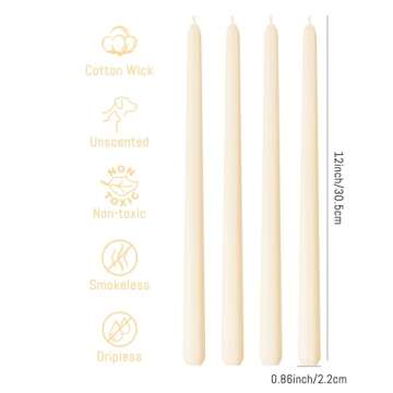 Ivory Taper Candles Set of 12 for Elegant Occasions