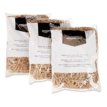 Amazon Basics Rubber Bands, Size 19 (3-1/2 x 1/16 Inch), 1250 Bands/1 lb. Pack, 3-Pack, Tan