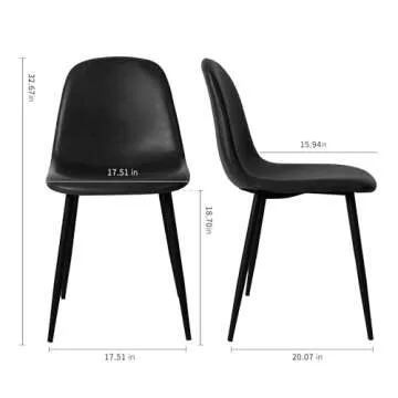 CangLong Faux Leather Dining Back Modern Side Chair for Pub Coffee Home, Set of 2, Black
