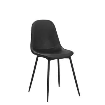 CangLong Faux Leather Dining Back Modern Side Chair for Pub Coffee Home, Set of 2, Black