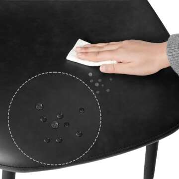 CangLong Faux Leather Dining Back Modern Side Chair for Pub Coffee Home, Set of 2, Black