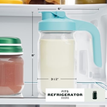 1 Quart Mason Jar Pitcher with Lid - Heavy Duty Design