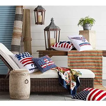 Cassiel Home USA Flag 4th of July Embroidery Pillow Covers