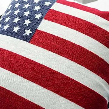 Cassiel Home USA Flag 4th of July Embroidery Pillow Covers