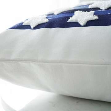 Cassiel Home USA Flag 4th of July Embroidery Pillow Covers
