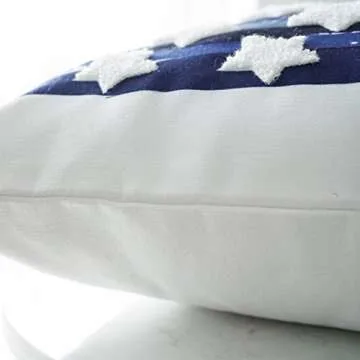 Cassiel Home USA Flag 4th of July Embroidery Pillow Covers