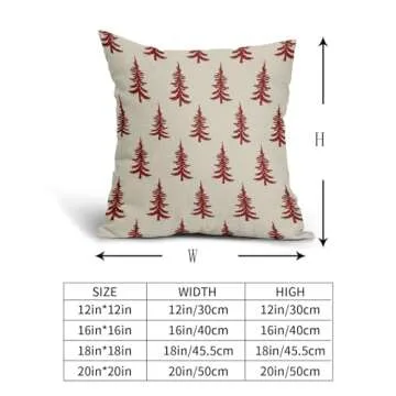 Aytipun Christmas Tree Pillow Covers 18x18 Set of 2 Red Xmas Rustic Style Winter Print Decorative Outdoor Pillowcases Farmhouse Vintage Holiday Decorations Throw Cushion Case Decor for Couch Sofa Bed