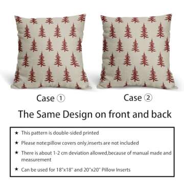 Aytipun Christmas Tree Pillow Covers 18x18 Set of 2 Red Xmas Rustic Style Winter Print Decorative Outdoor Pillowcases Farmhouse Vintage Holiday Decorations Throw Cushion Case Decor for Couch Sofa Bed