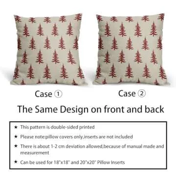 Aytipun Christmas Tree Pillow Covers 18x18 Set of 2 Red Xmas Rustic Style Winter Print Decorative Outdoor Pillowcases Farmhouse Vintage Holiday Decorations Throw Cushion Case Decor for Couch Sofa Bed