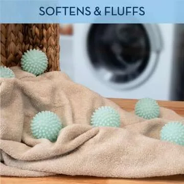 S&T INC. Reusable Dryer Balls, Fabric Softener for Laundry, Blue, 2.5 in, 6 Pack