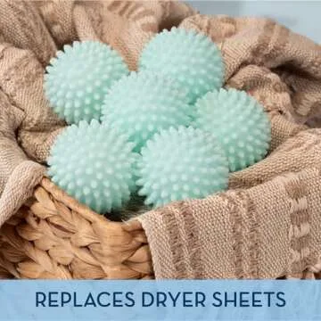 S&T INC. Reusable Dryer Balls, Fabric Softener for Laundry, Blue, 2.5 in, 6 Pack