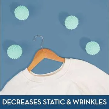 S&T INC. Reusable Dryer Balls, Fabric Softener for Laundry, Blue, 2.5 in, 6 Pack