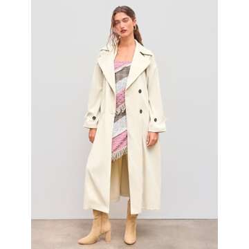CIDER Trench Coat Women Long Sleeve Jackets Double-Breasted Oversized Coat Fall Outfits with Belt: K...