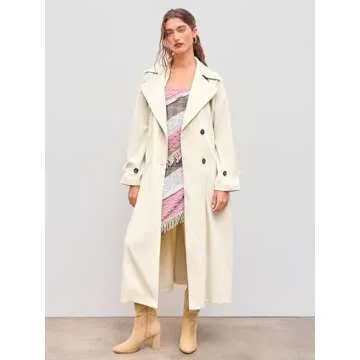 CIDER Trench Coat Women Long Sleeve Jackets Double-Breasted Oversized Coat Fall Outfits with Belt: K...