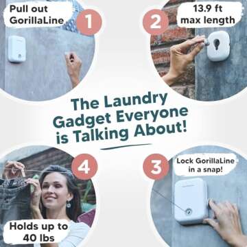 GorillaLine - Retractable Clothesline Indoor Outdoor Clothes Line | Heavy Duty Clothes Drying Laundr...