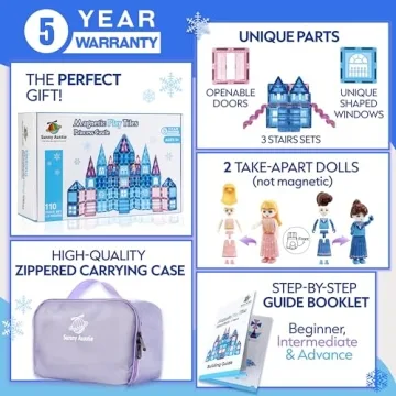 Frozen Magnetic Tiles 110 PCS with Dolls and Carrying Case