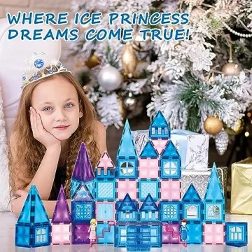 Frozen Magnetic Tiles 110 PCS with Dolls and Carrying Case