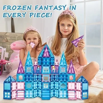 Frozen Magnetic Tiles 110 PCS with Dolls and Carrying Case