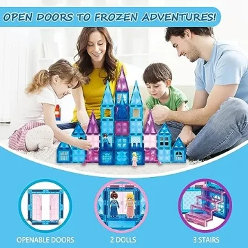 Frozen Magnetic Tiles 110 PCS with Dolls and Carrying Case