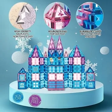 Frozen Magnetic Tiles 110 PCS with Dolls and Carrying Case