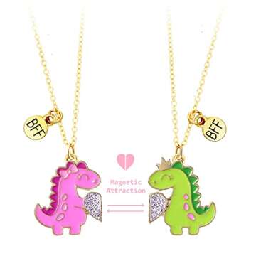 Best Friend Necklace Gifts Magnetic Matching Friendship Necklace for 2 BFF Sister (Dino)